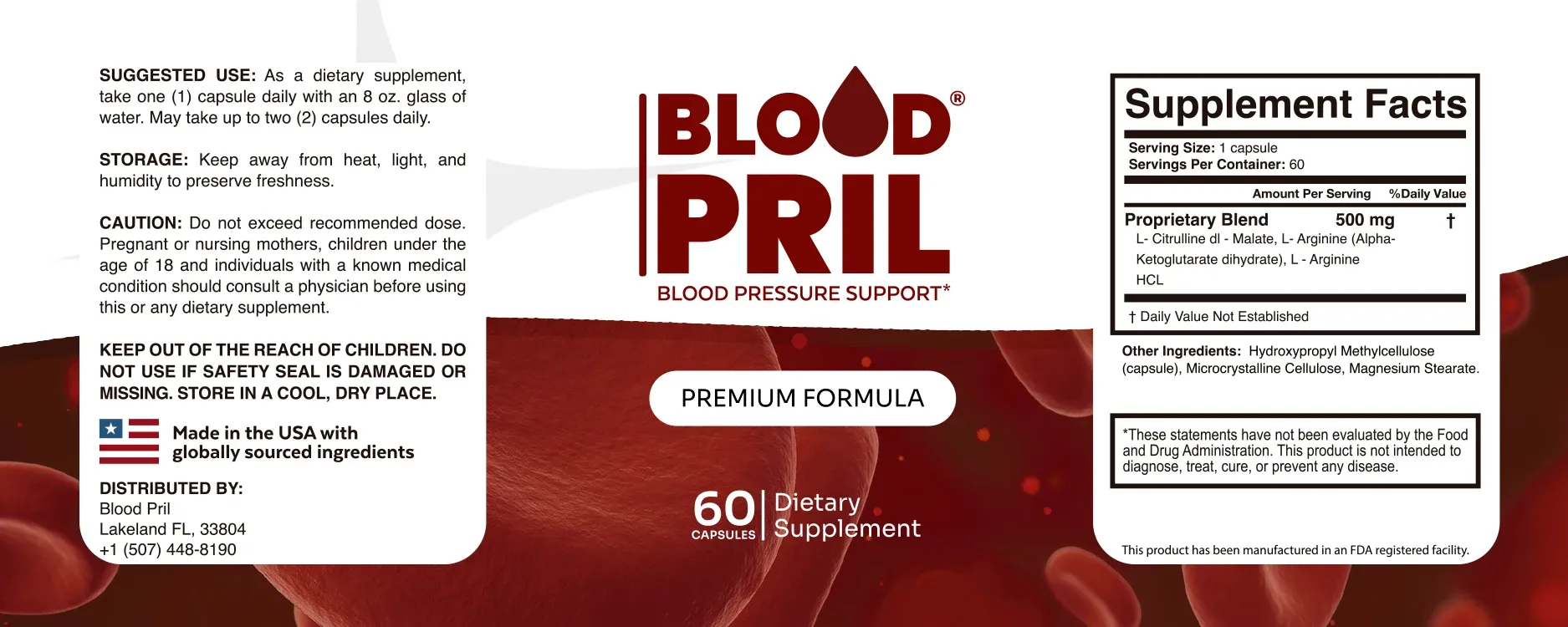 BloodPril Supplement Label